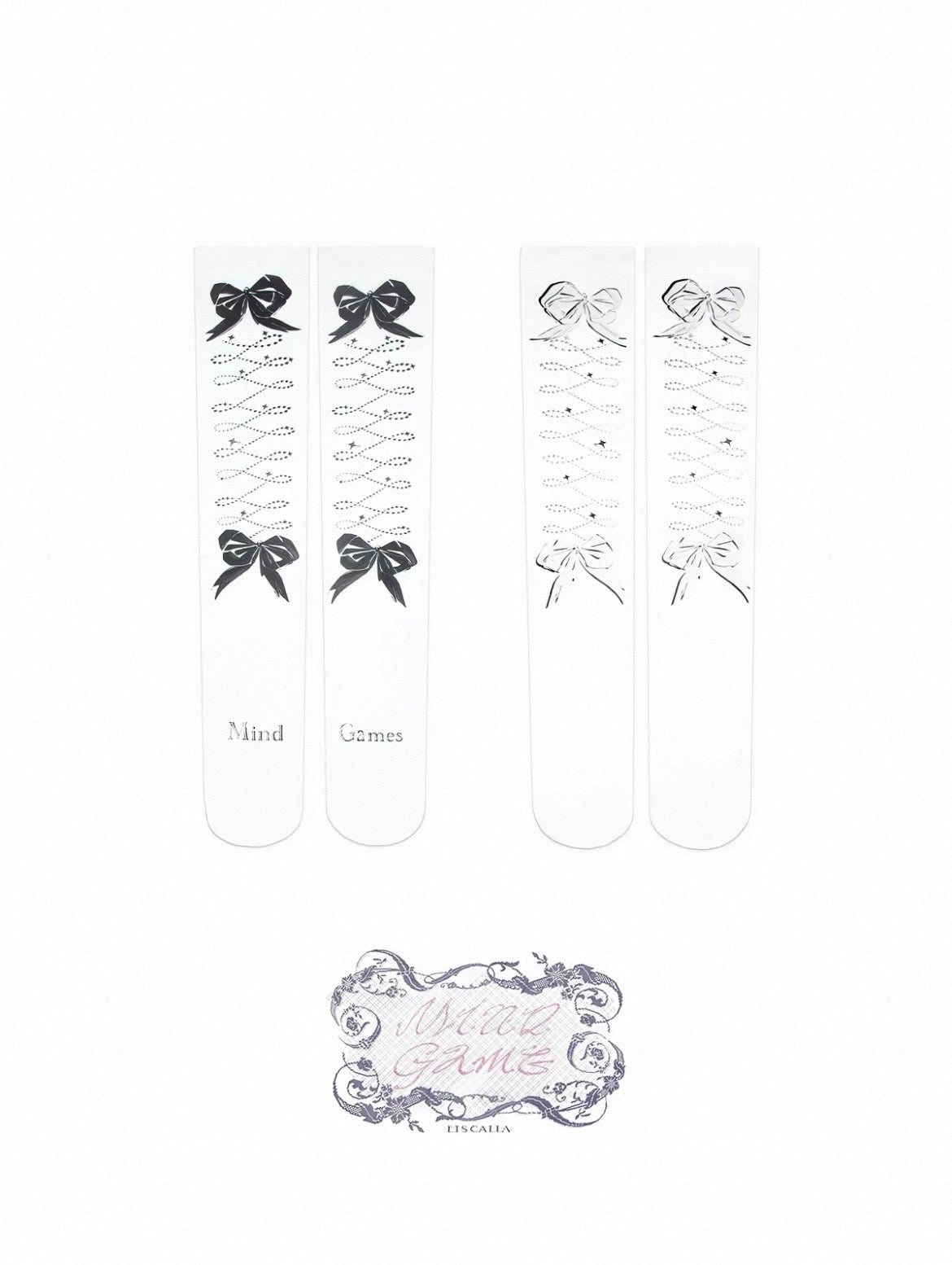 LISCALLA / "MIND GAME" Bow Girl 2-Way Calf Socks