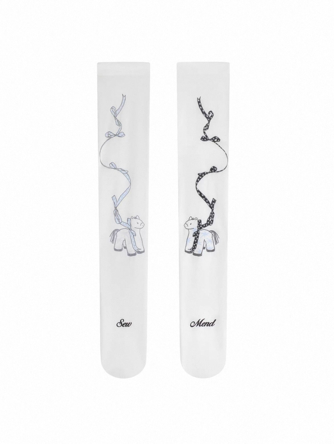 HoMood / Pony Polka Dot Ribbon Bow Crew Socks