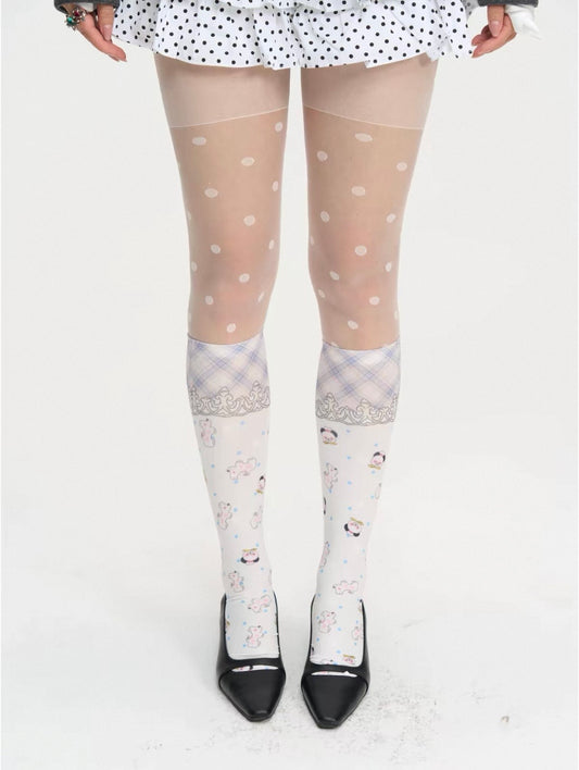 HoMood / Panda & Dalmatian Polka Dot Crew Socks